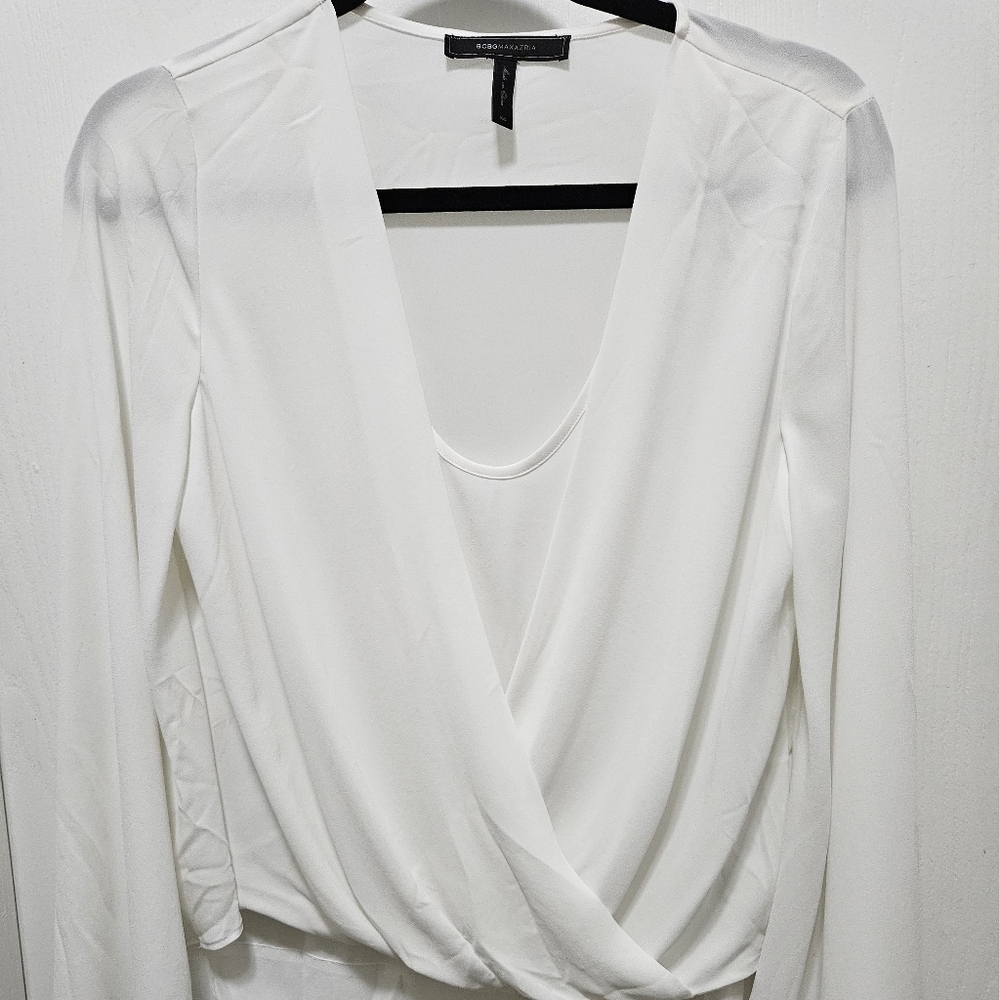BCBG MAXAZRIA off white Blouse Size XS